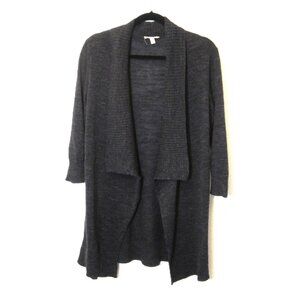 Eileen Fisher Womens Size S Cotton Cardigan Sweater Open Front 3/4 Sleeve Gray